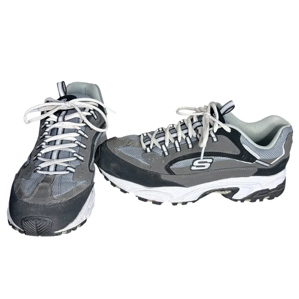 Skechers Charcoal Black SN 50988 Leather Athletic Sneakers Mens Si 13ize